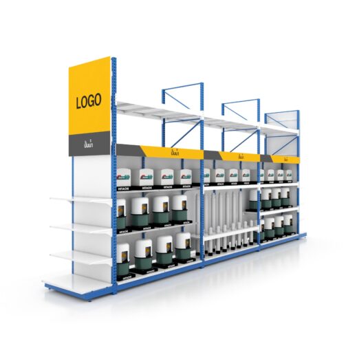 Water Pump Display Rack with Stock Shelf